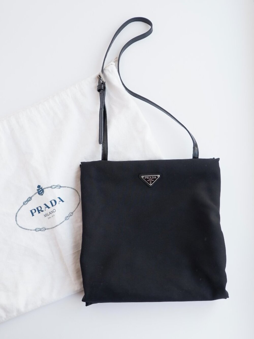 Authentic Preowned Prada Black Fabric Long Strap Kisslock Shoulder Bag